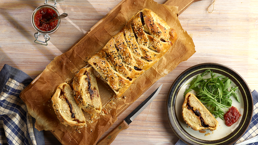 chicken and stuffing plait